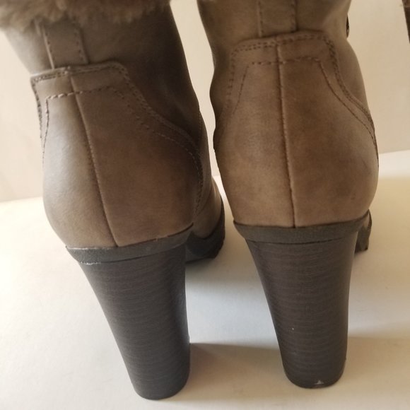 G by Guess Taupe Lace Up Faux Fur Heeled Boots w/ Zipper  size 9 - Picture 7 of 10